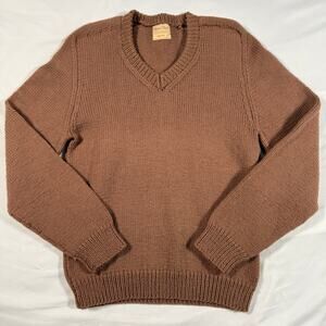 Vintage 40s/50s brown v-neck wool sweater hand knit and fashioned by Ruby Ober